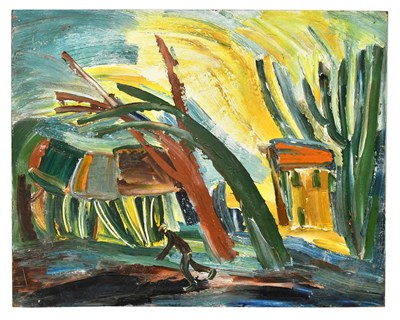 Lot 199 - MARY GASKELL (MAJOR); stylised landscape with...