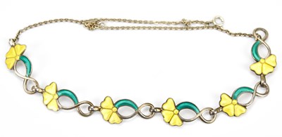 Lot 602 - A Norwegian sterling silver and enamel floral...