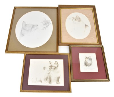 Lot 1761 - JAMES LACEY; pencil drawing, study of a cat...