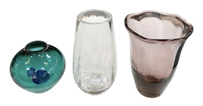 Lot 832 - Three mid century art glass vases comprising a...