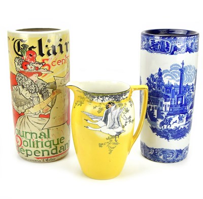 Lot 1386 - A blue and white transfer Ironstone umbrella...