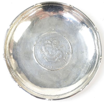 Lot 689 - HUNG CHONG; a Chinese silver circular dish...