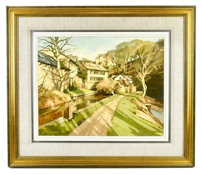 Lot 198 - JOHN MCCOMBS; oil on board, 'The Mill Stream,...