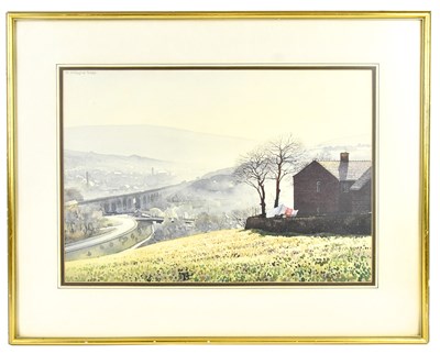 Lot 111 - ROBERT 'BOB' LITTLEFORD; watercolour, viaduct...