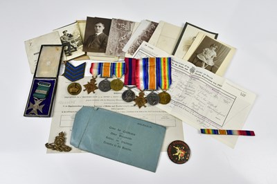 Lot 466 - Family medals comprising two groups, firstly...