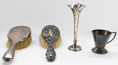 Lot 1249 - An Edward VII hallmarked silver trumpet vase,...