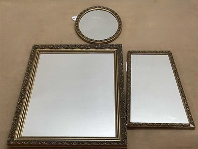 Lot 636 - Three wall hanging mirrors, largest 64.5 x...