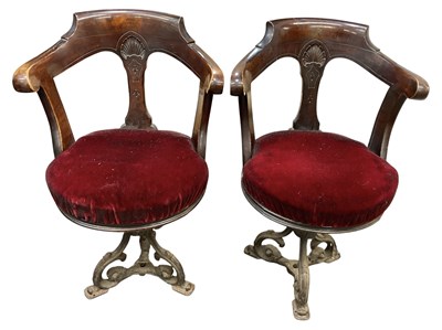 Lot 46 - A pair of late Victorian mahogany revolving...