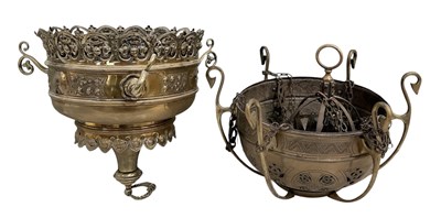 Lot 236 - Two early 20th century brass ceiling hanging...