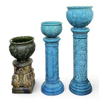 Lot 221 - Two early 20th century turquoise glazed...