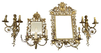 Lot 194 - A pair of modern brass figural two branch wall...