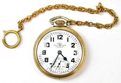 Lot 846 - BALL WATCH CO, CLEVELAND; a gold-plated open...