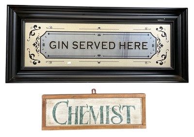 Lot 472 - A vintage mirrored sign, 'Gin Served Here', in...