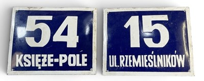 Lot 441 - Two vintage Polish blue and white enamelled...