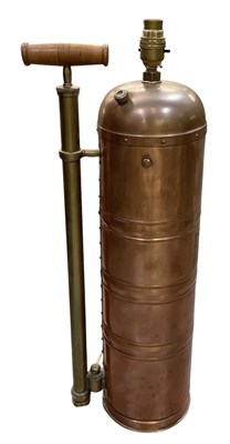 Lot 190 - A vintage copper and brass fire extinguisher,...