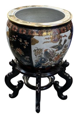 Lot 1027 - A modern Japanese Satsuma fish bowl/jardinière,...