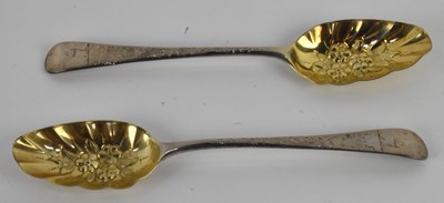 Lot 1184 - A pair of George III hallmarked silver dessert...