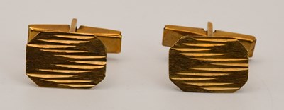 Lot 1514 - A pair of 9ct yellow gold rectangular face...
