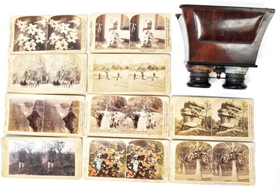 Lot 277 - A Victorian bur walnut stereoscopic viewer,...
