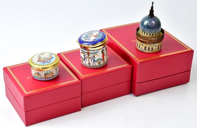 Lot 270 - STAFFORDSHIRE ENAMELS; three hand-painted...