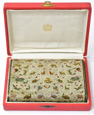 Lot 92 - CARTIER; an Indian enamelled brass and wood...