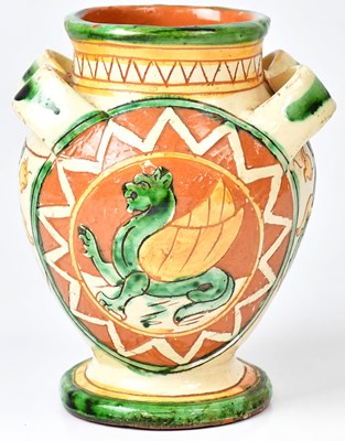Lot 138 - An Italian Majolica style twin handled vase,...