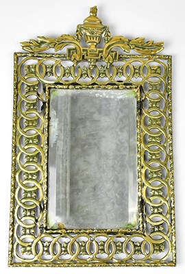 Lot 50 - A circa 1840 brass framed mirror, the pierced...