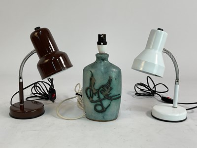Lot 546 - TREMAEN POTTERY; a table lamp with a raised...
