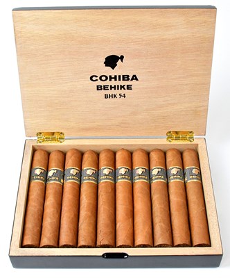 Lot 257 - HABANOS; a box of ten Cohiba Behike 54 Cuban...