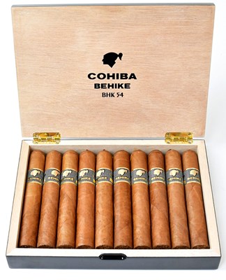 Lot 256 - HABANOS; a box of ten Cohiba Behike 54 Cuban...
