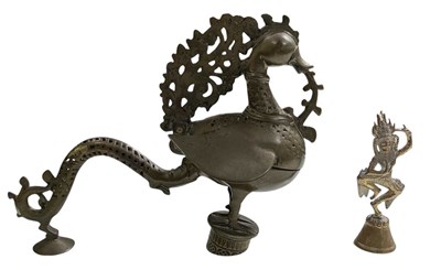 Lot 1052 - An Indian figural brass pot modelled as a duck,...
