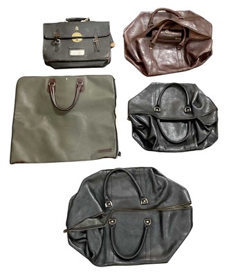 Lot 657 - MULBERRY; a black leather holdall duffle bag,...