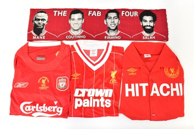 Lot 645 - LIVERPOOL FC; four club shirts, a Liverpool...