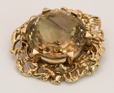 Lot 1520 - A Scottish yellow metal smoky quartz set plaid...