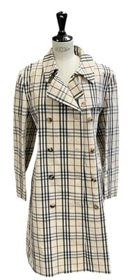 Lot 686 - BURBERRY; a vintage Burberry tartan overcoat,...