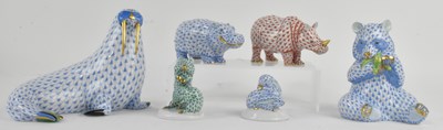 Lot 733 - HEREND; six assorted Hungarian hand painted...