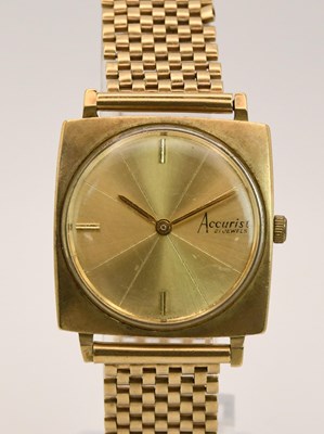Lot 1787 - ACCURIST; a vintage 1970s gentleman's 9ct...