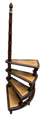 Lot 140 - A set of reproduction mahogany library steps,...