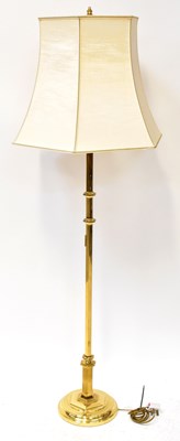 Lot 62 - A modern brass standard lamp, with a hexagonal...