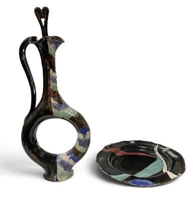Lot 747 - MEIRA; a large abstract multicoloured glazed...