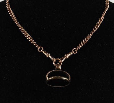 Lot 1789 - A 9ct rose gold Albert watch chain with T-bar,...