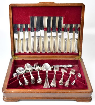 Lot 676 - A canteen of silver-plated cutlery for six...