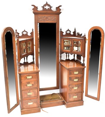 Lot 32 - A late Victorian walnut triple mirror dressing...