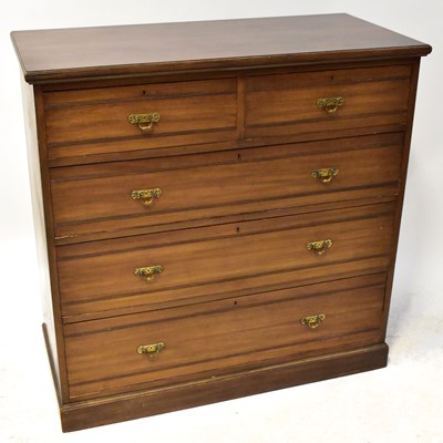 Lot 42 - An Edwardian walnut chest of two short and...