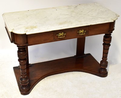Lot 28 - A Victorian mahogany marble topped wash stand,...