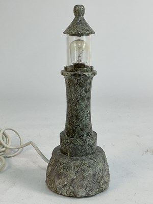 Lot 547 - A Cornish serpentine table lamp in the form of...