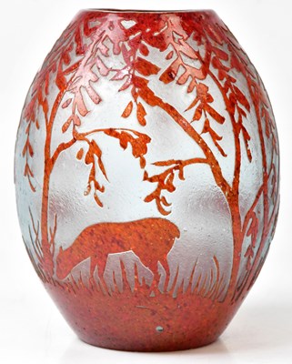 Lot 188 - THEODORE LEGRAS (French); an ovoid cameo glass...