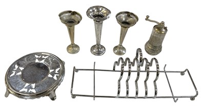 Lot 1330 - An Edward VII hallmarked silver trumpet vase,...