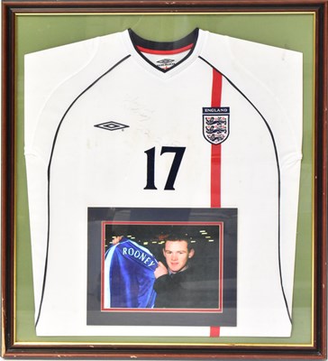 Lot 655 - WAYNE ROONEY; an England Under 16 football...
