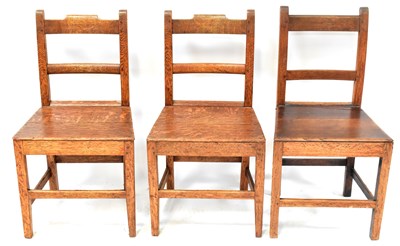 Lot 21 - Six Georgian oak provincial dining chairs,...